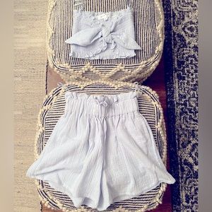 Matching linen crop top and short set